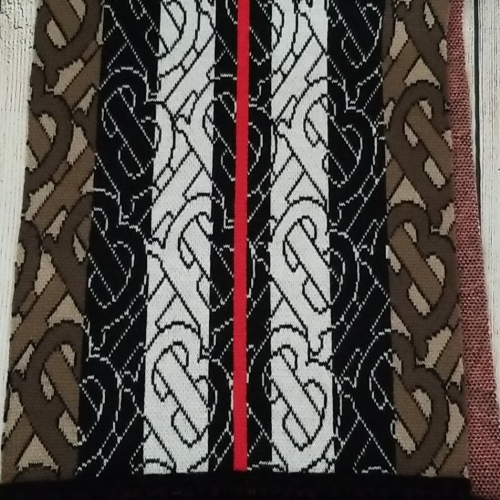 New Burberry Unisex Monogram Stripe Cashmere Scarf - Picture 8 of 14